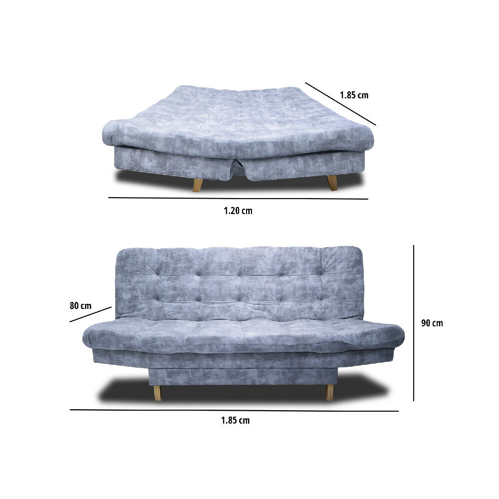 Sofá Cama Kuster Clic Clac 3 Posiciones Tela Amigable Con Mascotas 185X90X80 Hielo