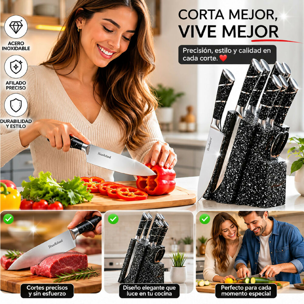 Juego De Cuchillos De Cocina 8 Pzas Acero Inoxidable HP-4002