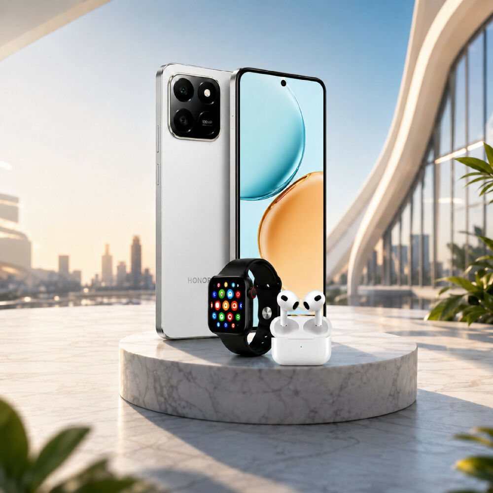 Celular Honor X7d 256gb Gris + 8gb Ram + Smartwatch Y Audífonos Gratis