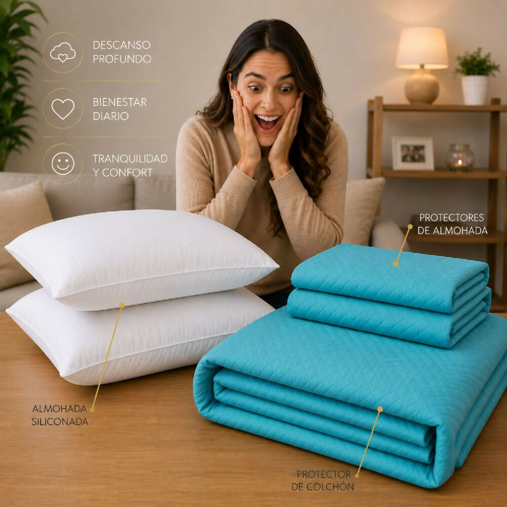 Combo protector colchon + Juego de sábanas king turquesa