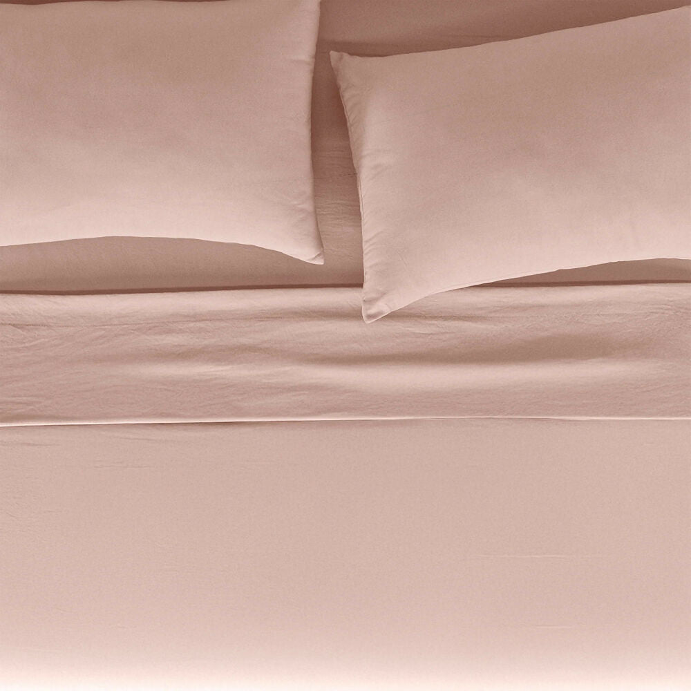 Sábanas Viasoft Washed Rosa, para Cama Sencilla