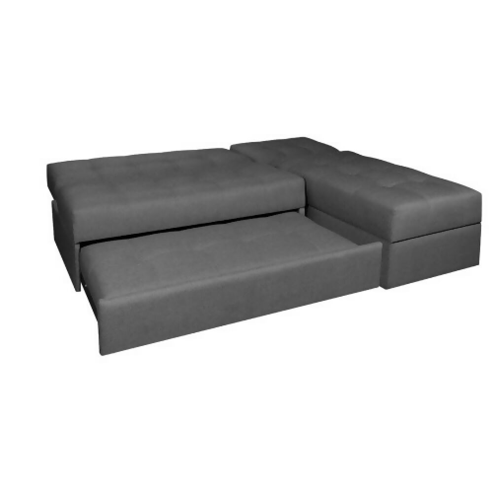 Sofá Cama Angela En L Con Brazos Tela Gris