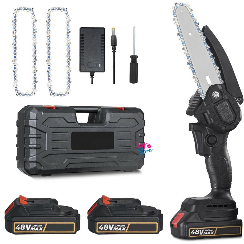 Motosierra Eléctrica Dos Baterías Recargables Sierra Cadena