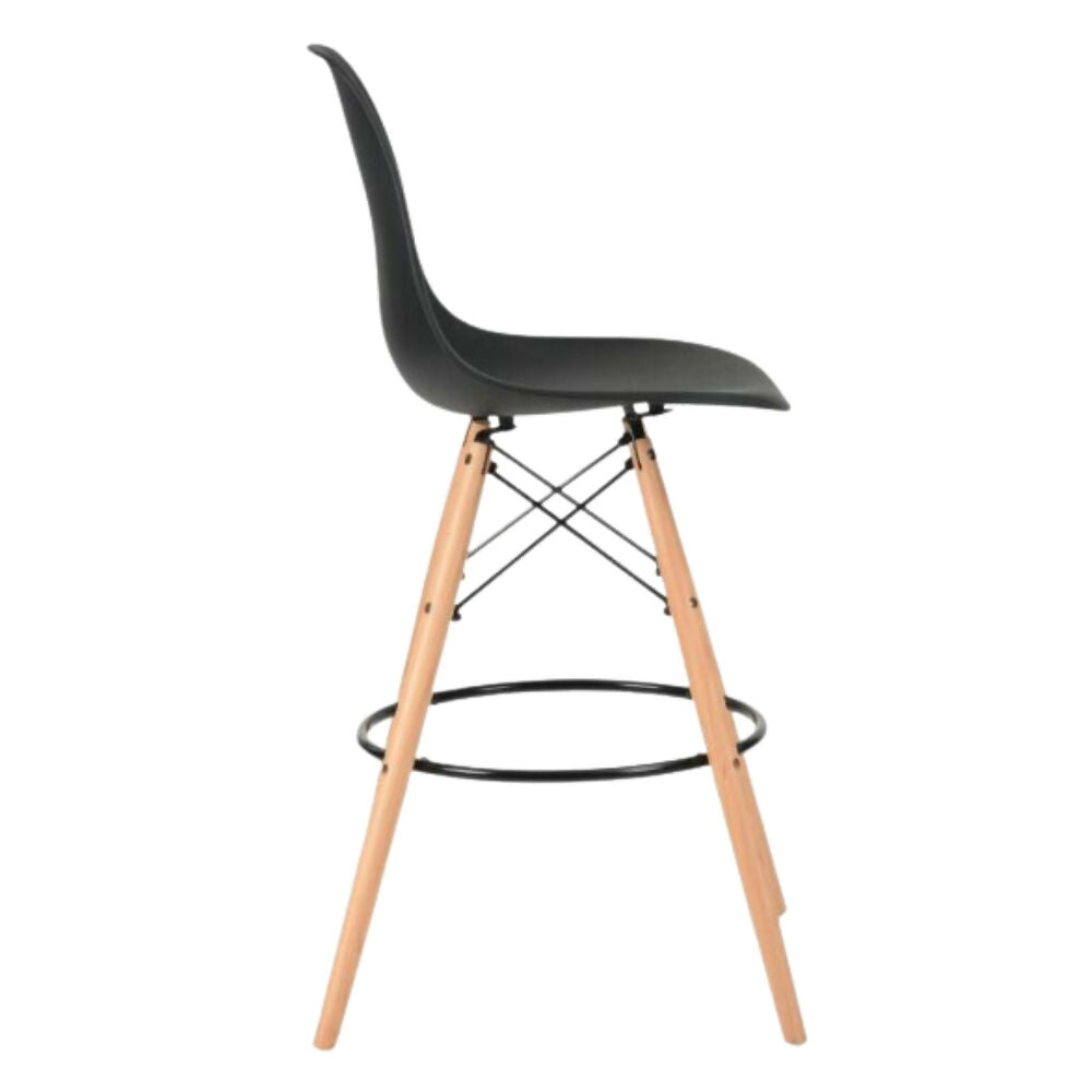 Silla Bar Eames Negra Base en Madera X2