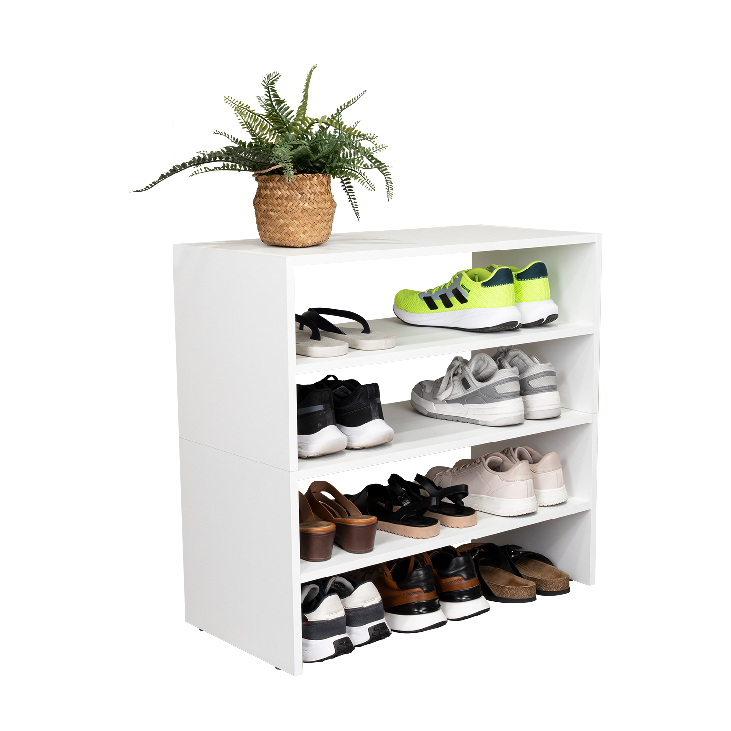 Zapatero Apilable Silap, Blanco Duqueza, con capacidad para 6 pares de zapatos