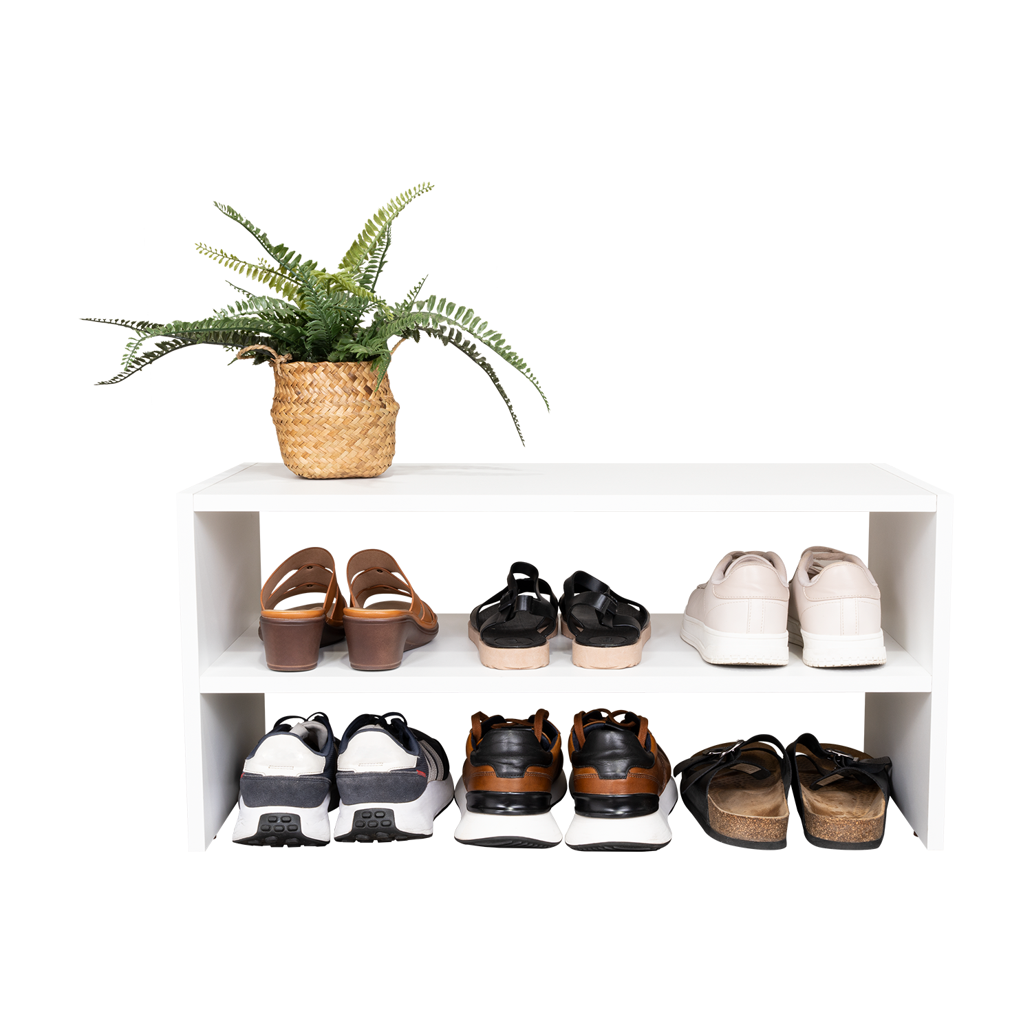 Zapatero Apilable Silap, Blanco Duqueza, con capacidad para 6 pares de zapatos