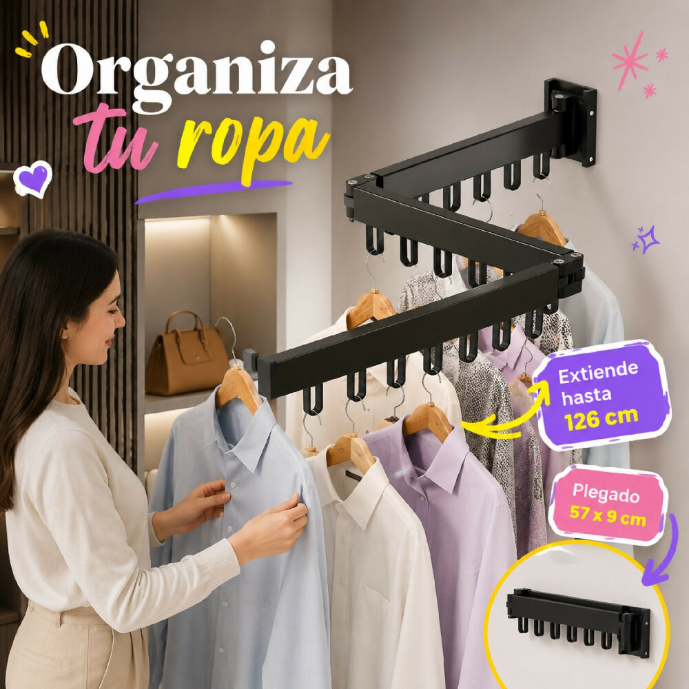 Colgador De Ropa Plegable Aluminio Negro Para Hogar Y Lavanderia Tendedero