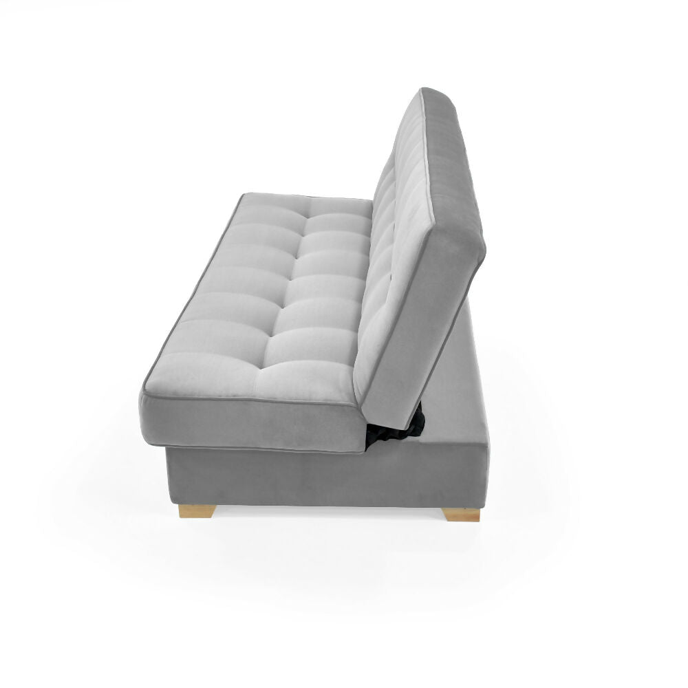 Sofá Cama Cambridge 185x90x90 con Baúl Tela Plata