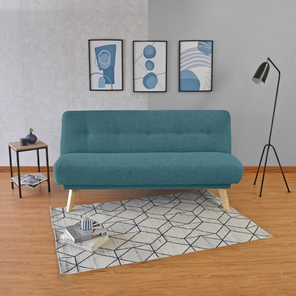 Sofa Cama Charlotte 3 Puestos Tela Petroleo