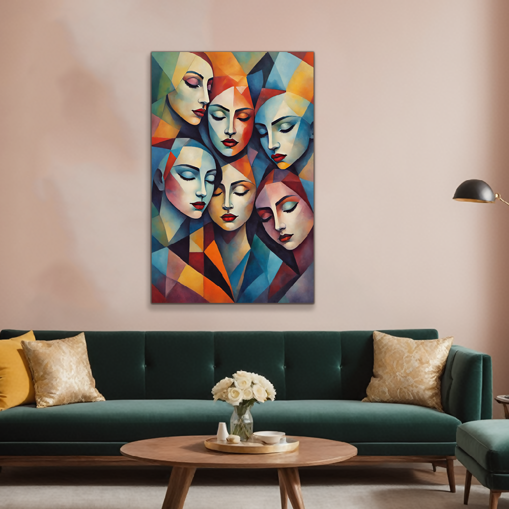 Lienzo Cuadro Decorativo Reflejos del Alma Estilo Cubista 110X80CM