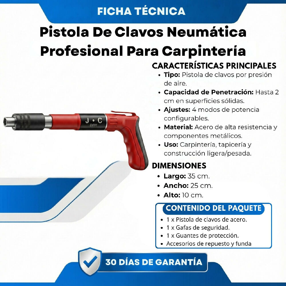 Pistola De Clavos Neumática Profesional Para Carpintería Y Construcción