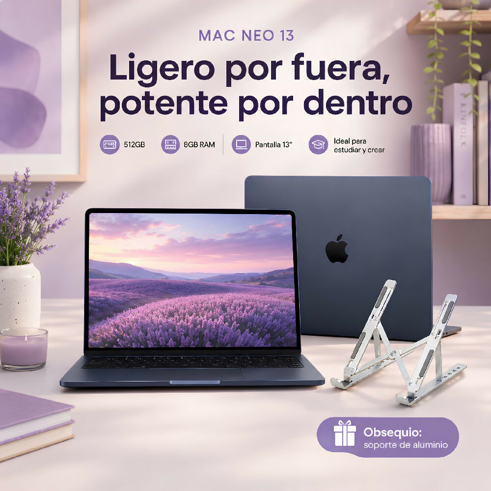 Macbook Neo 13 Pulgadas 512GB/8GB Ram Laptop Apple De Gran Almacenamiento Negro + Obsequio