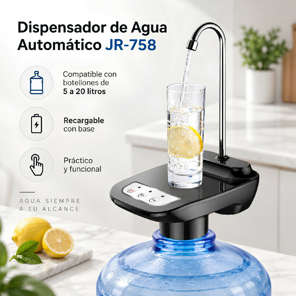 Dispensador De Agua Automatico Botellón Recargable Con Base JR-758
