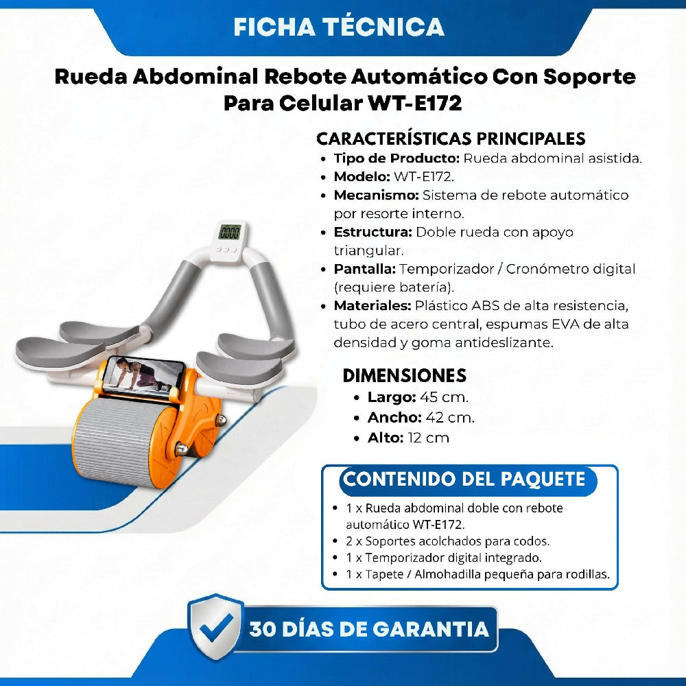 Rueda Abdominal Rebote Automático Con Soporte Para Celular WT-E172