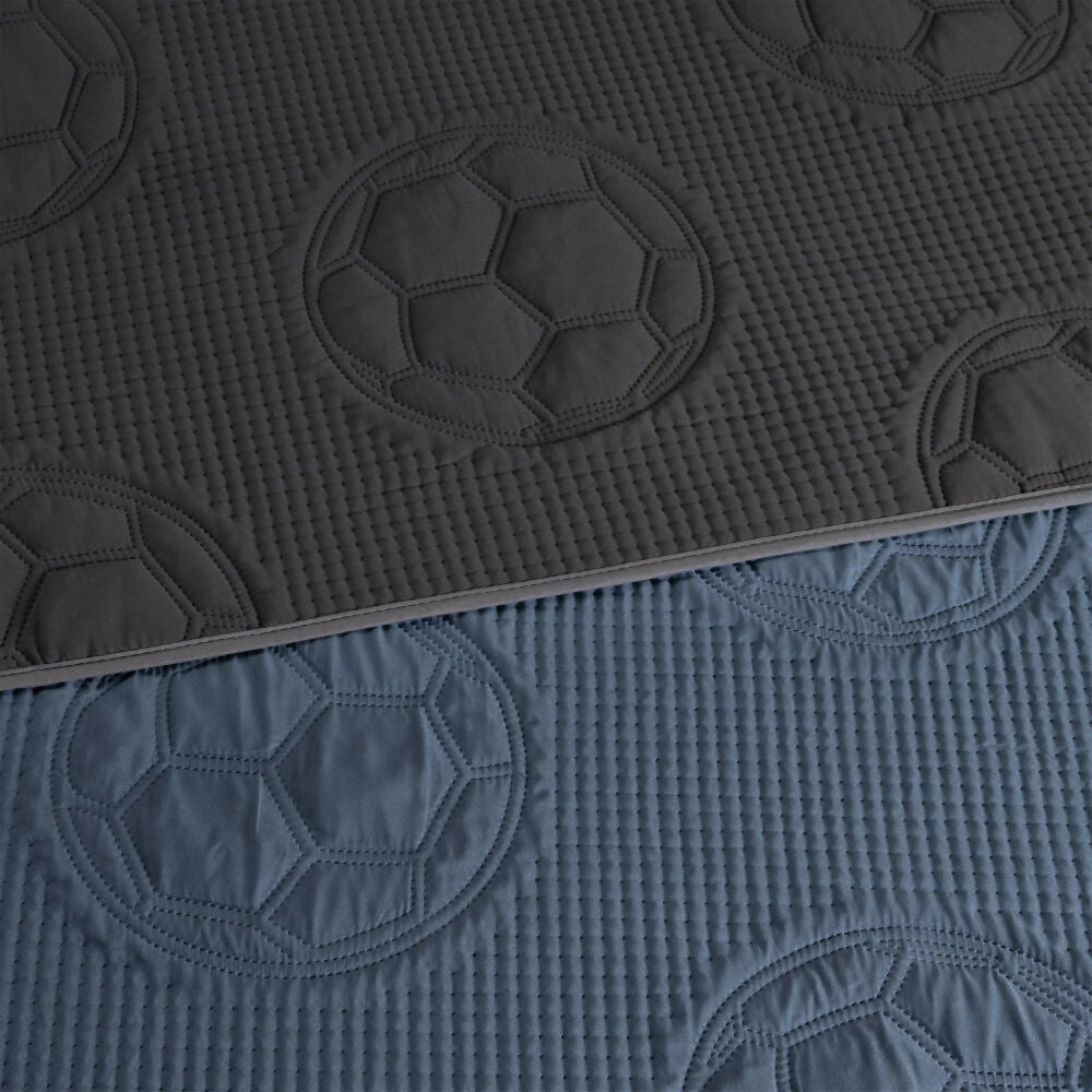 Juego Edredon Soccer, para Cama Sencilla, 2 Vistas (Incluye 1 Funda 1 Cojín 1 Cobertor Ligero)