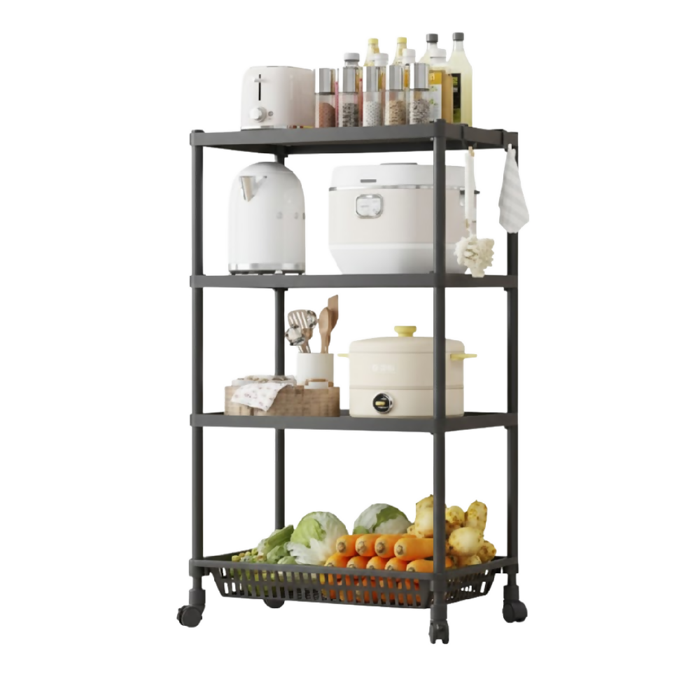 Estante Organizador 4 Niveles Con Ruedas Multiusos YH6710-4C – Estantería Móvil Para Cocina, Baño Y Hogar