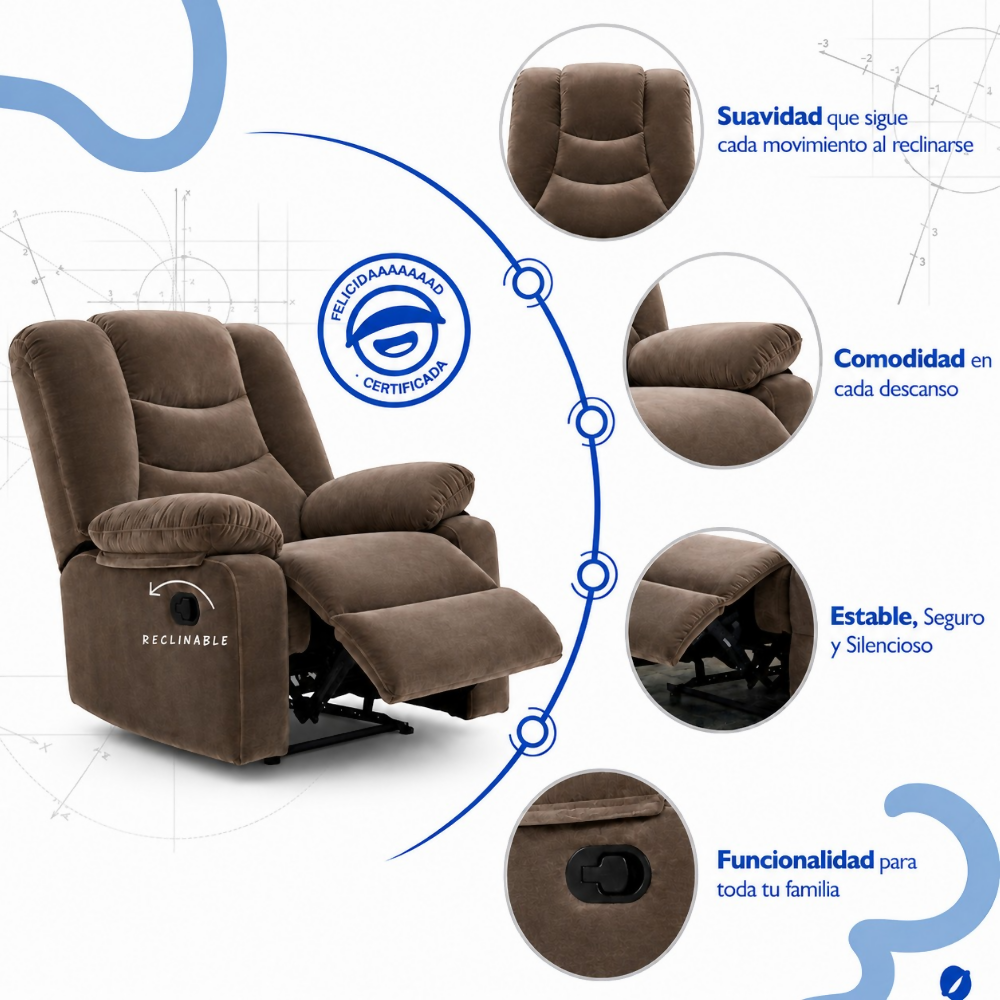 Silla Reclinable Beige Kalerin Microfibra
