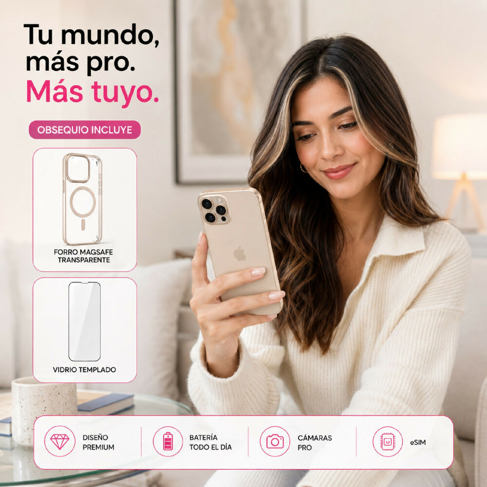 Celular Apple IPhone 16 Pro Max 256gb ESim + Obsequio Vidrio Templado Y Forro Dorado