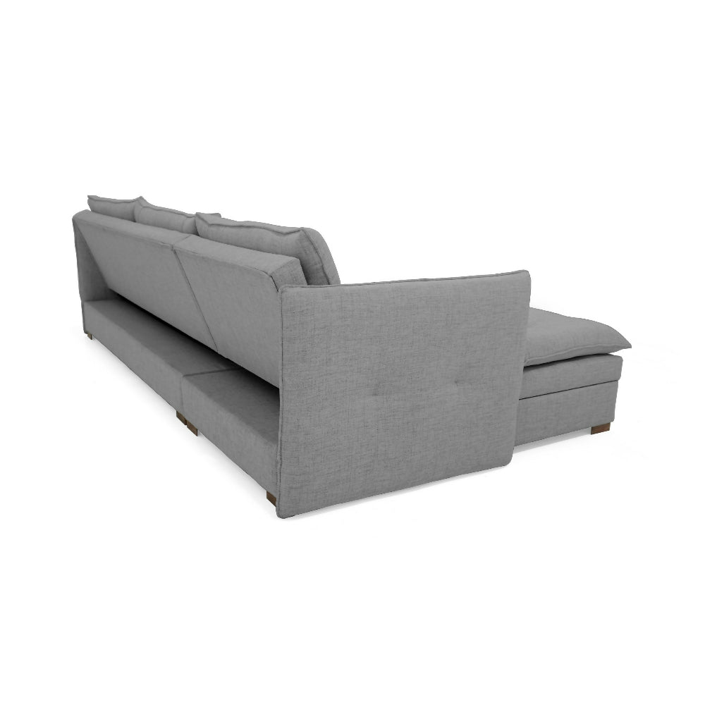 Sofa Cama en L Napoles 269x146x80 Con Baul Derecho Tapizado Gris