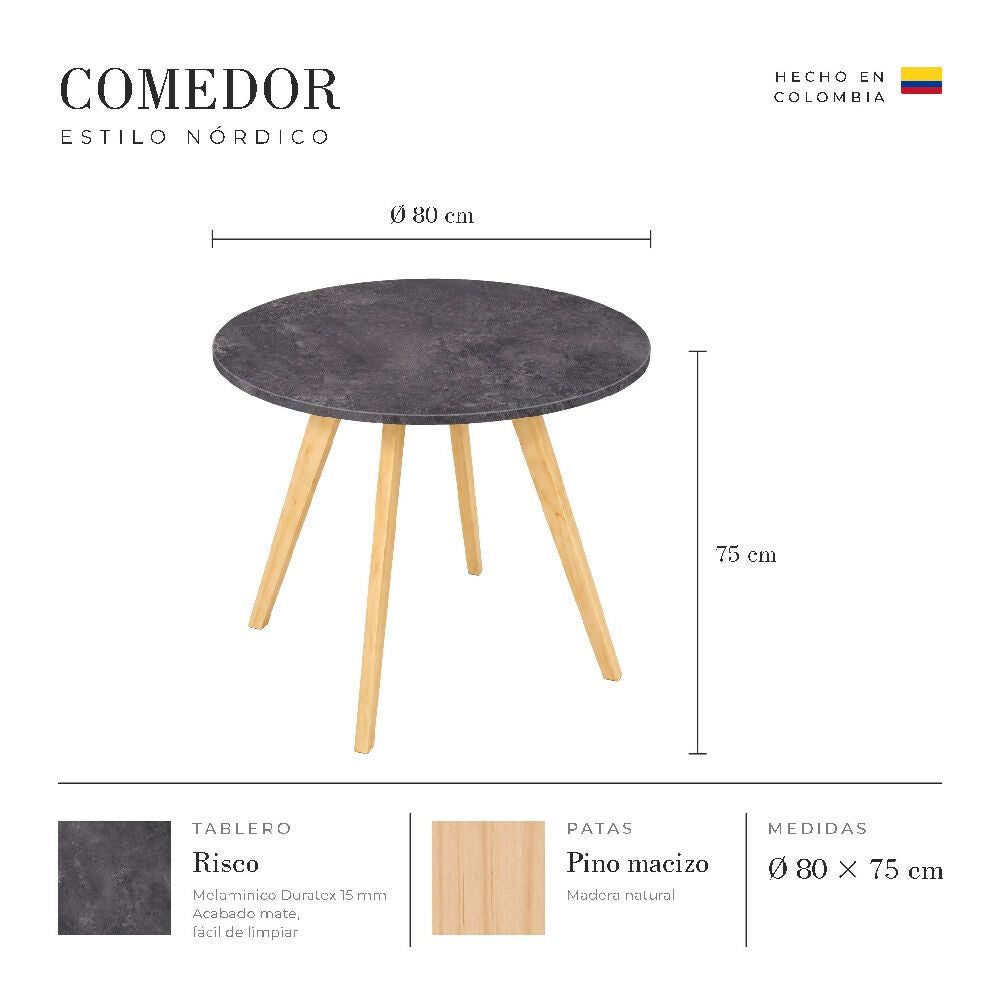 Comedor Nórdico Circular Risco 80