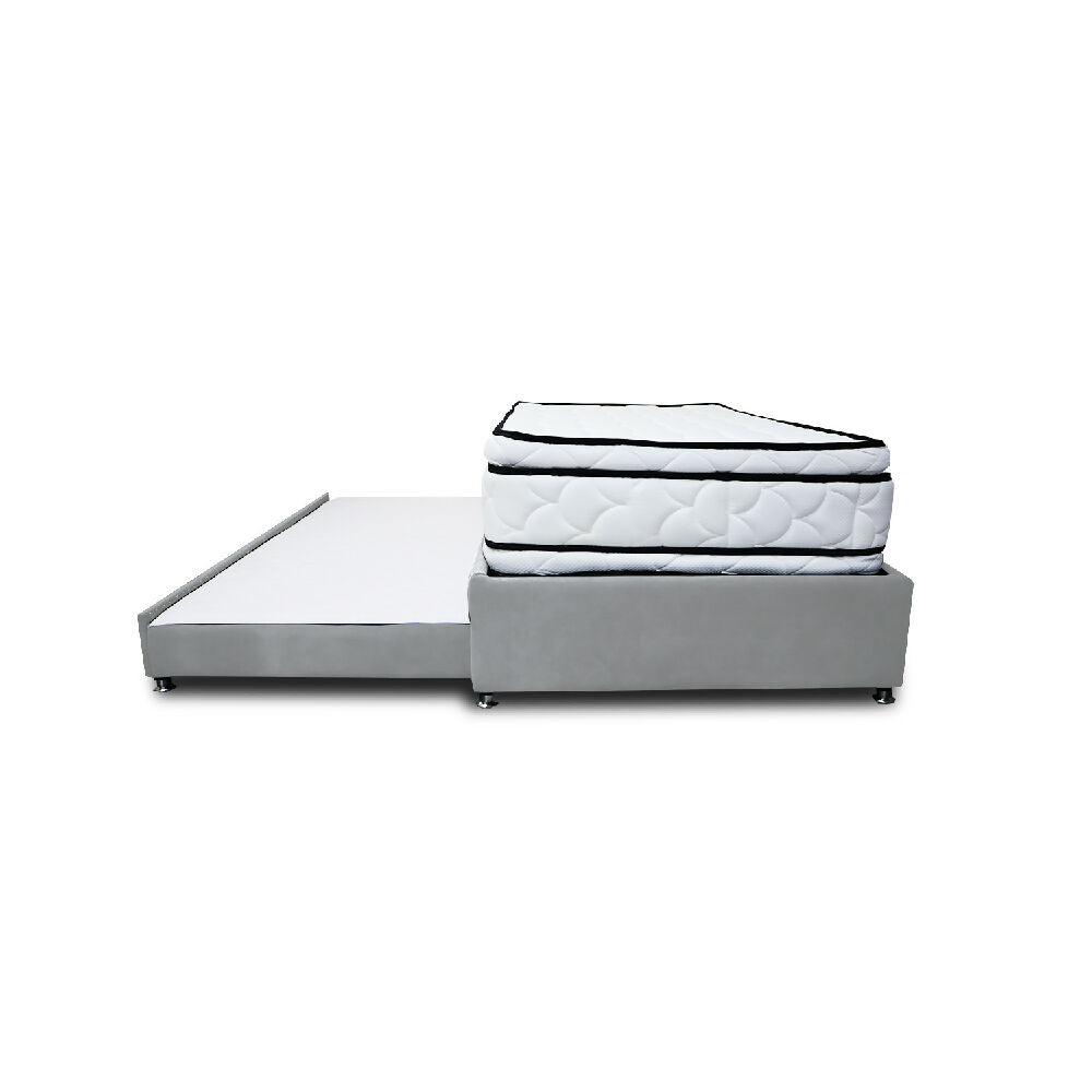 Combo Cama Tarima Nube 100x190 Sencillo Gris Claro