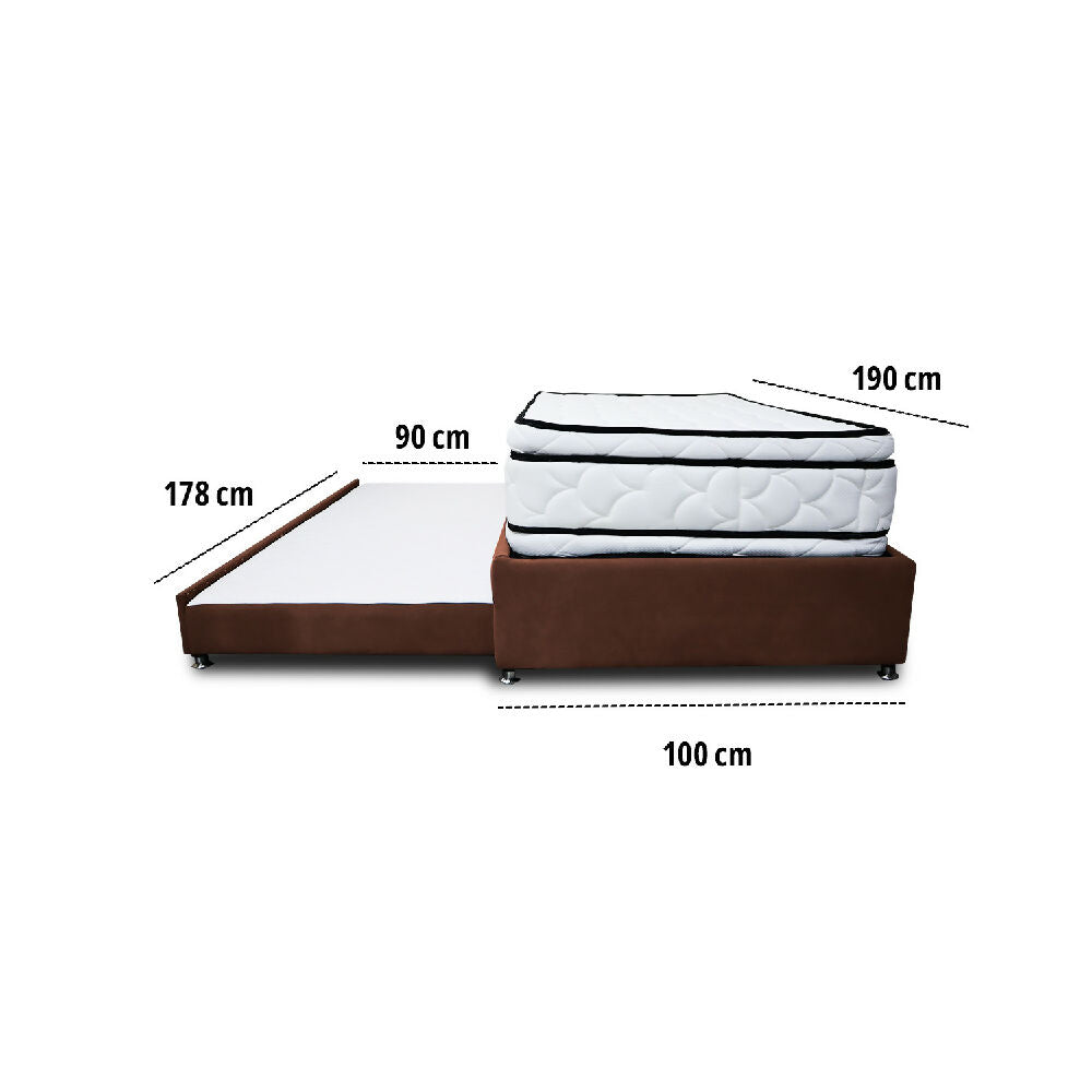 Combo Cama Tarima Nube 100x190 Sencillo Marron