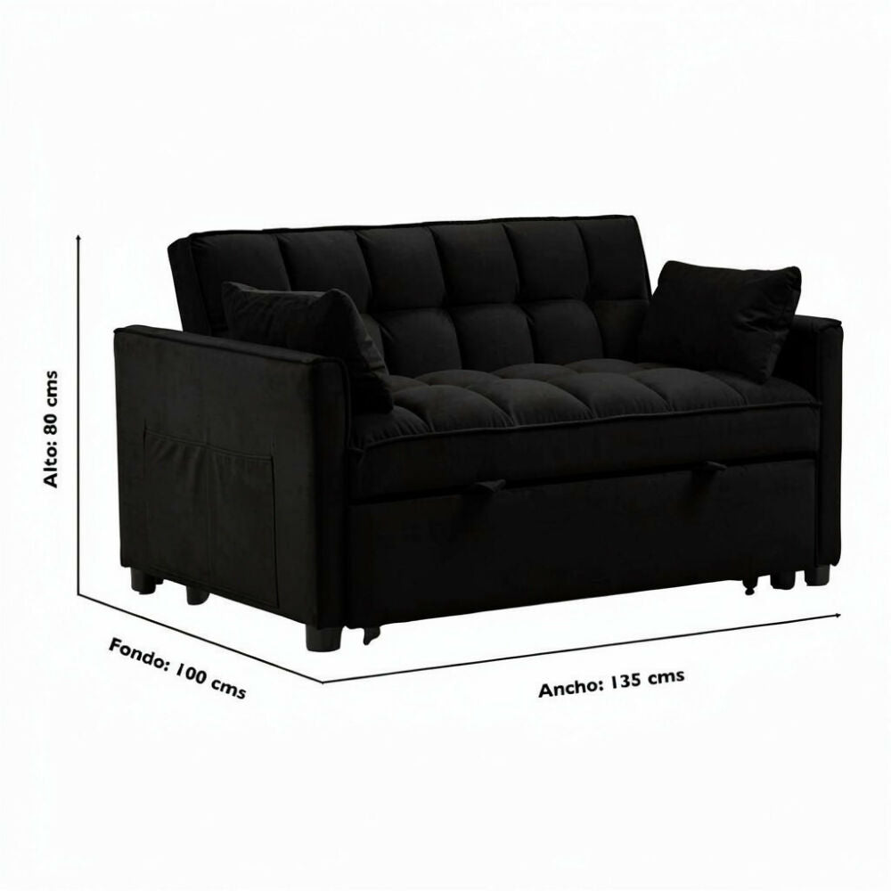Sofa Cama 2 Puestos NegroTela Aeidi