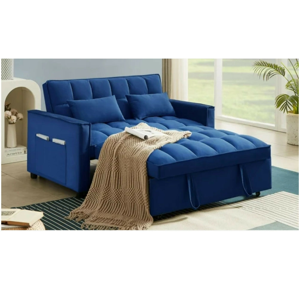 Sofá Cama 2 Puestos Azul Tela Aeidi