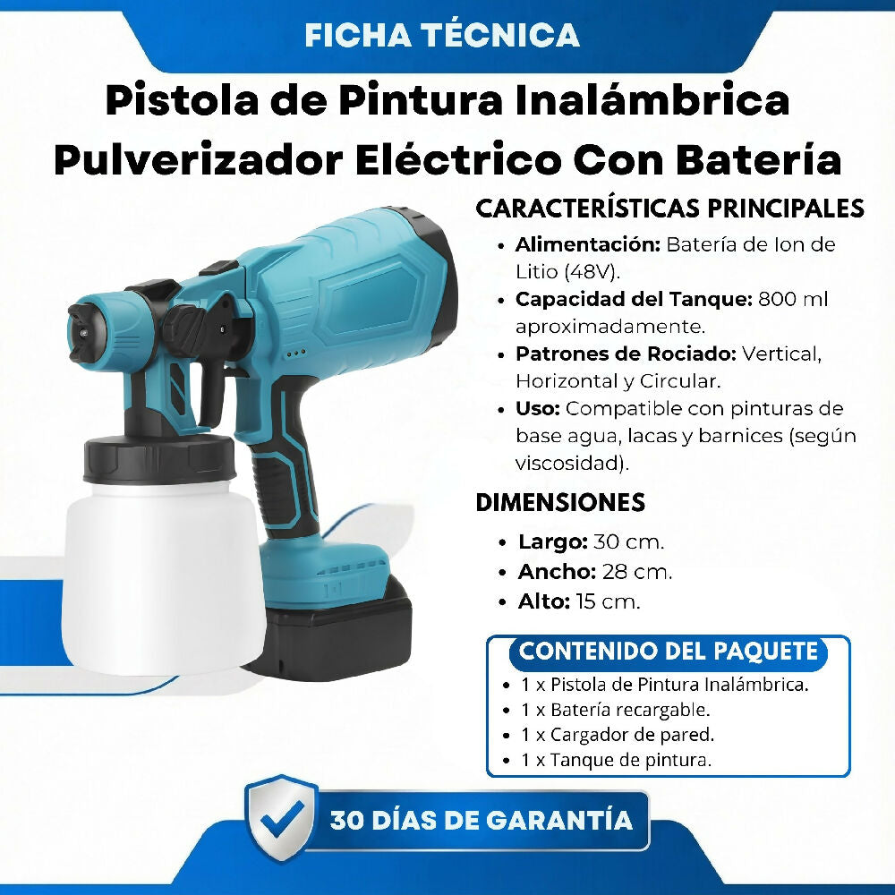 Pistola De Pintura Inalámbrica Pulverizador Eléctrico Con Batería De Litio
