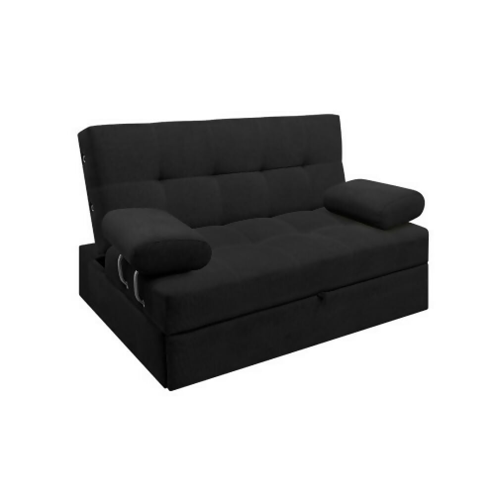 Sofá Cama Angela Con Brazos Tela Negro