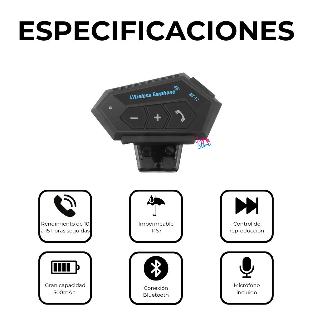 Intercomunicador Auriculares Casco Bluetooh BT12 Moto Música