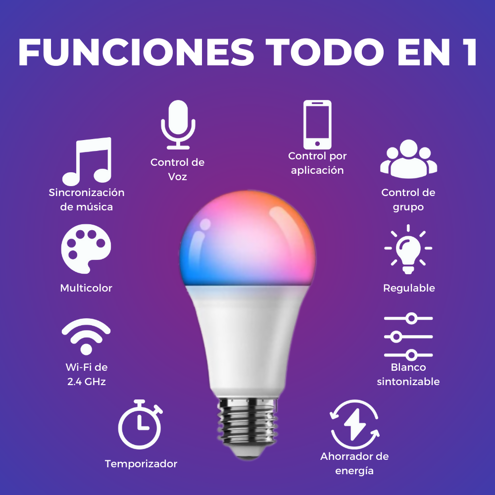 Setx4 Bombillos LED Inteligente Mando de Voz Alexa Google Asistente