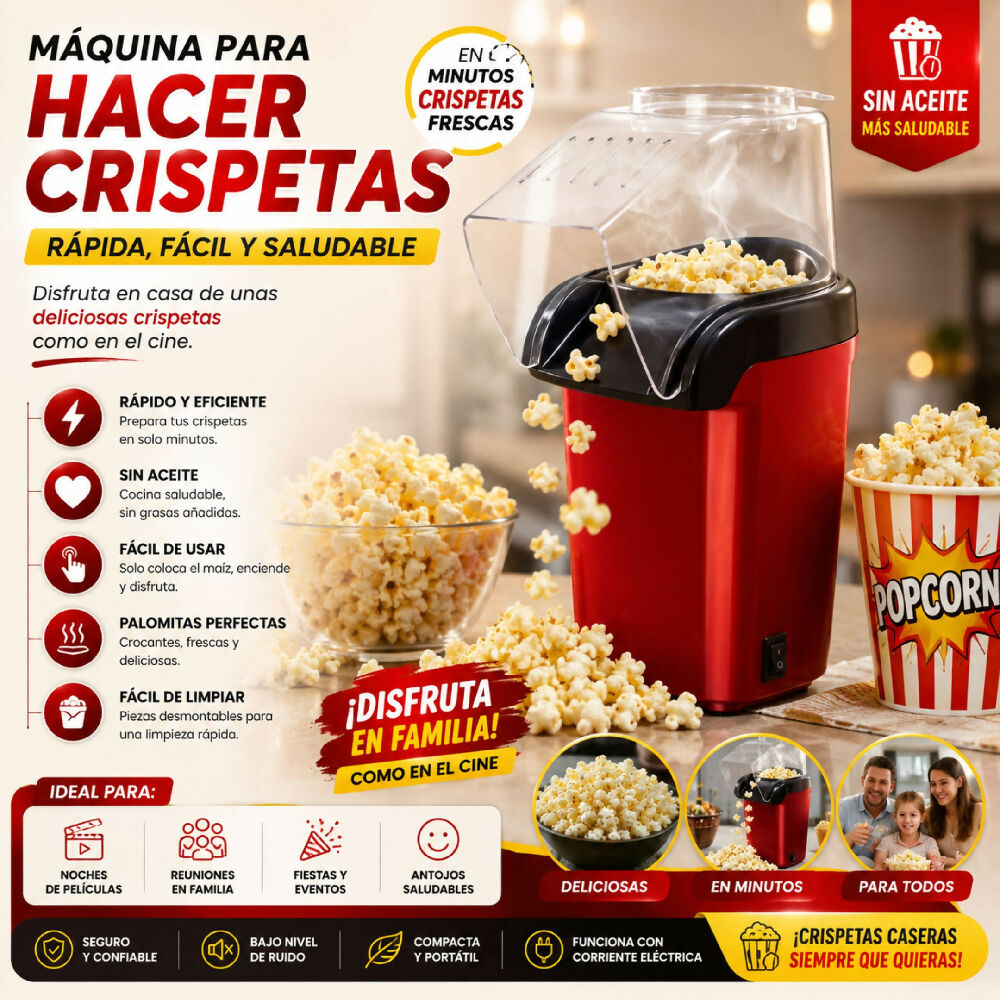 Máquina Para Hacer Crispetas Eléctrica Crispetera Con Aire Caliente