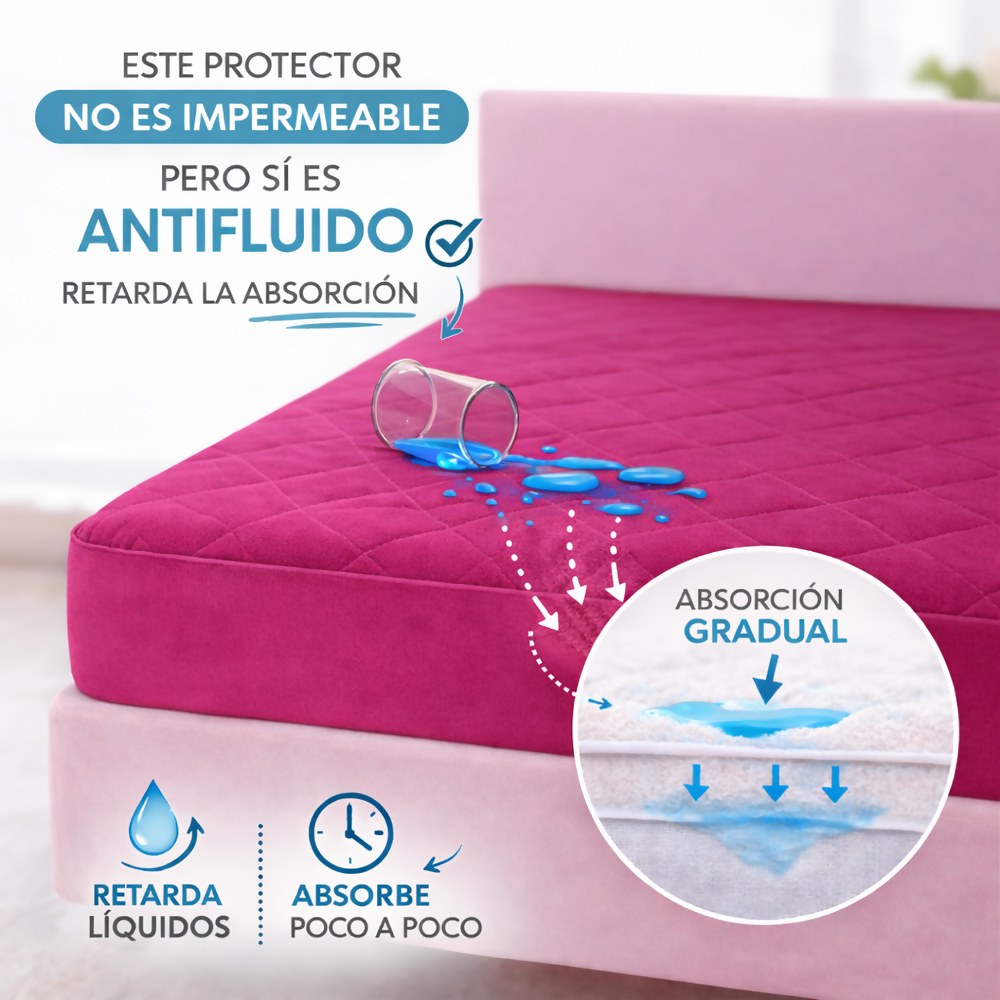 Protector colchon king antifluido fucsia 200x200cm
