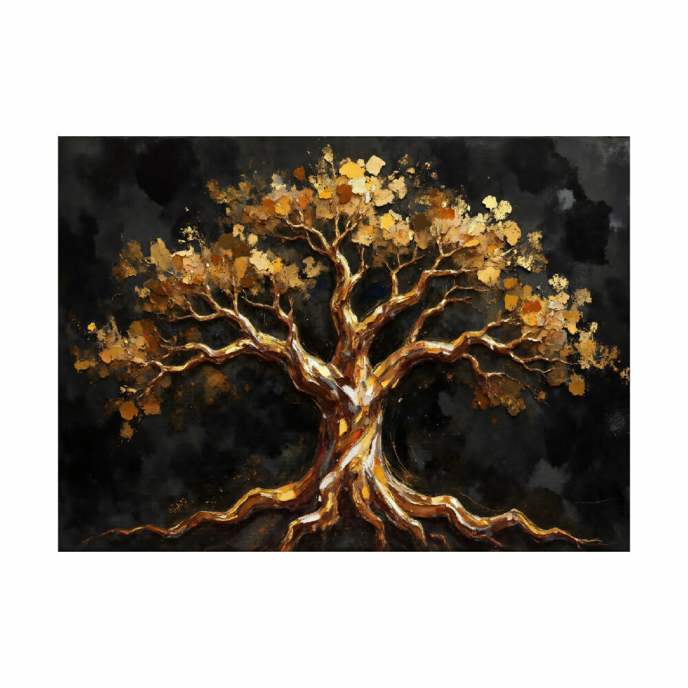 Lienzo Cuadro Árbol de la Vida Dorado 110x80cm