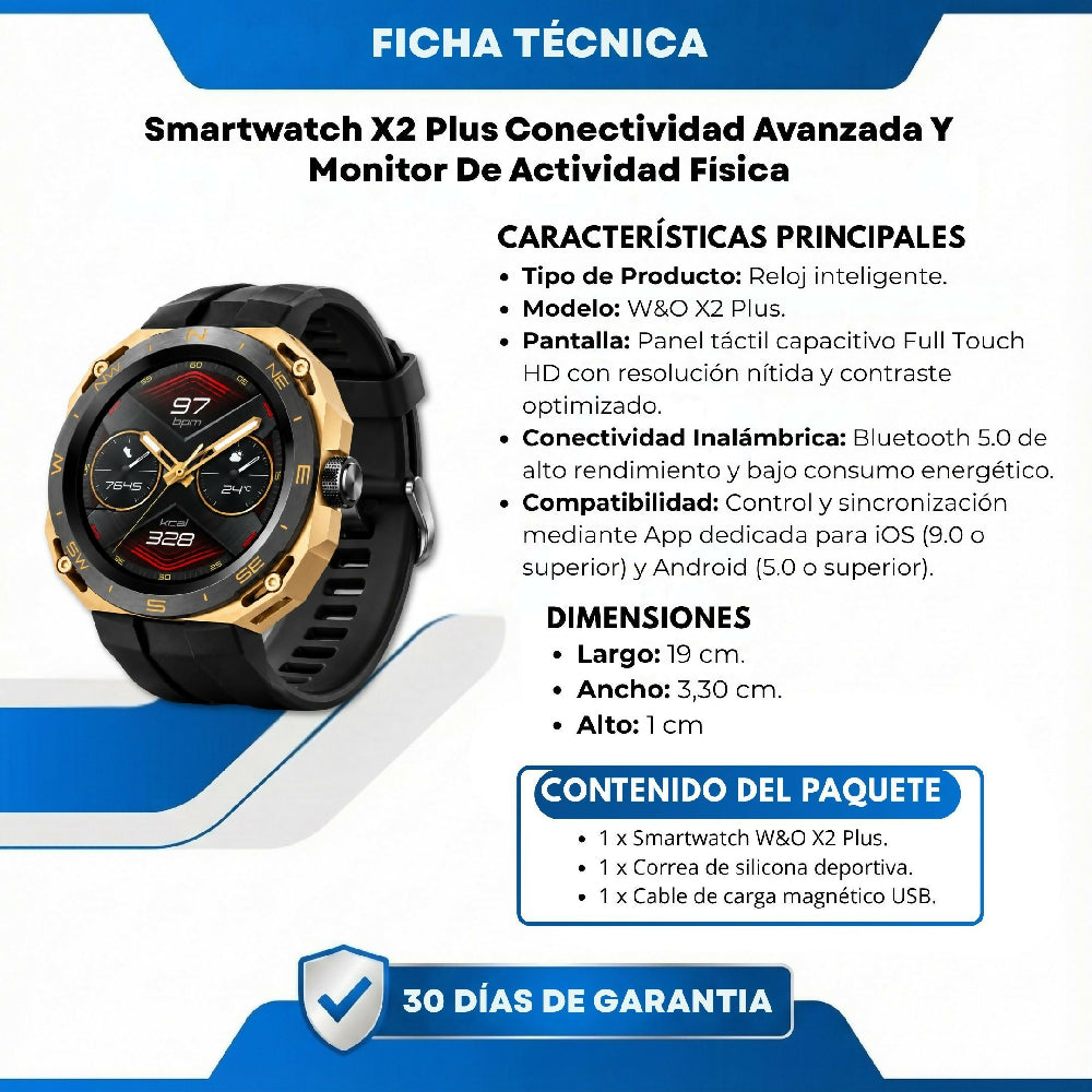 Smartwatch W&O X2 Plus Conectividad Avanzada Y Monitor De Actividad Física