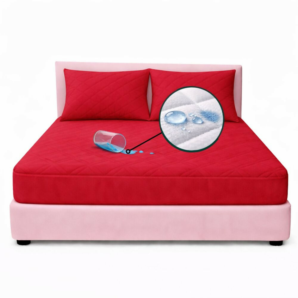 Combo protector colchon semidoble antifluido rojo 120x190cm