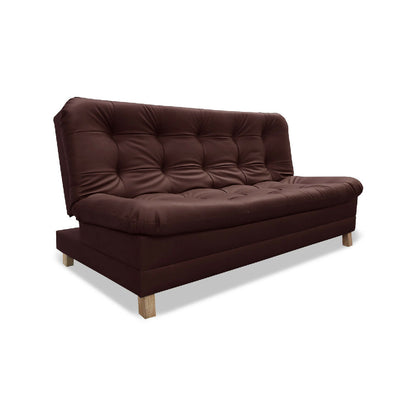 Sofacama Zeink 3 Posiciones Tipo Cuero Marron + Cojines