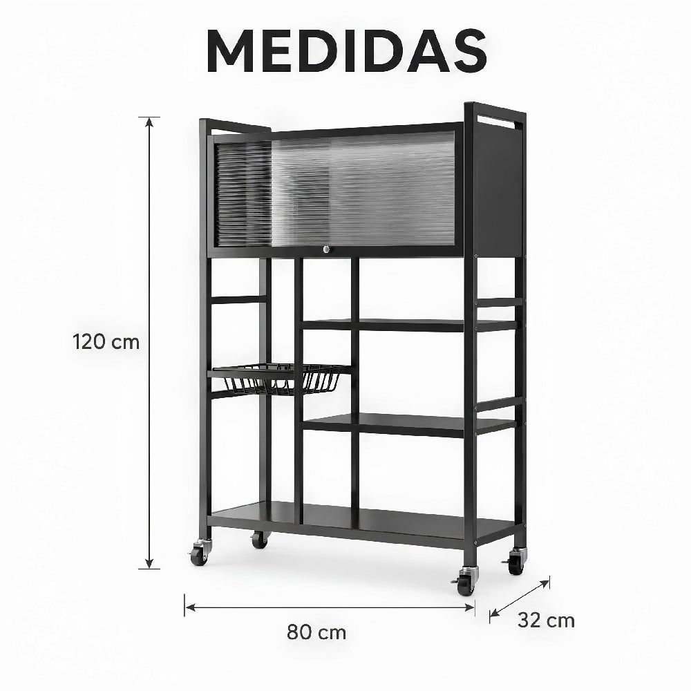 Organizador De Cocina Multiusos Premium Estante Con Puerta Metálico