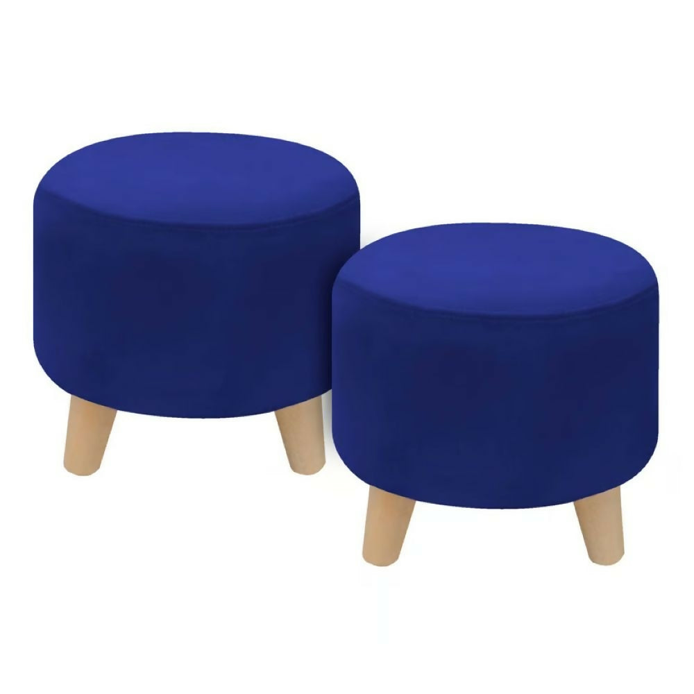 Puff Posa Pie Redondo 30x30 Setx2 Azul Tela