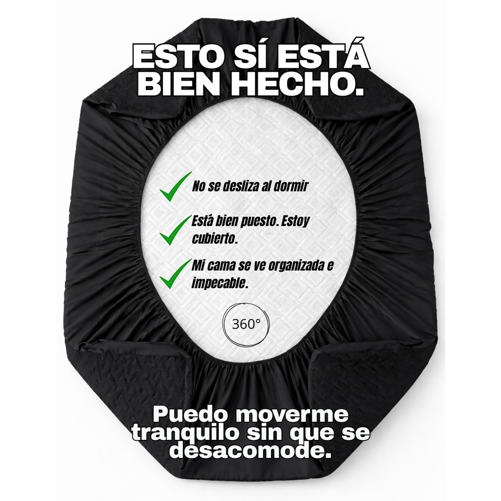 Protector colchon sencillo acolchado negro 100x190cm