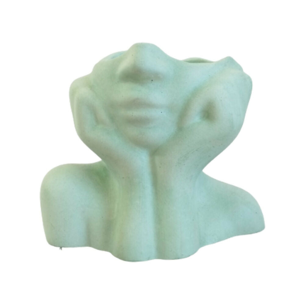 florero jarrón en cemento women face color verde menta de concreto tienda online de materas y decoración_02