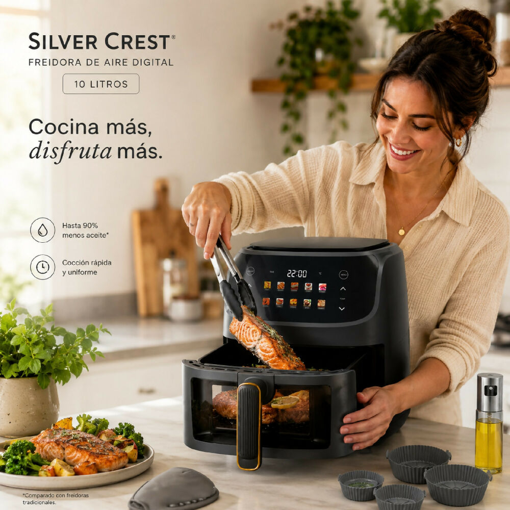 Freidora Aire Silver Crest 10 Litros Con Obsequios De Gran Capacidad 2400W