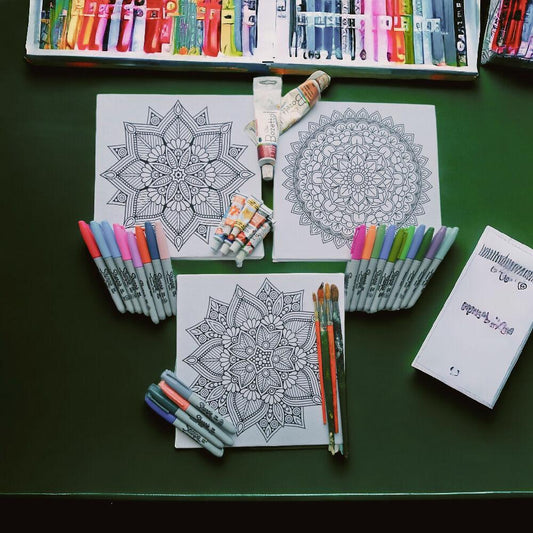 Lienzo Cuadros Arte De Mandalas Para Pintar Set x 3 de 26x26cm