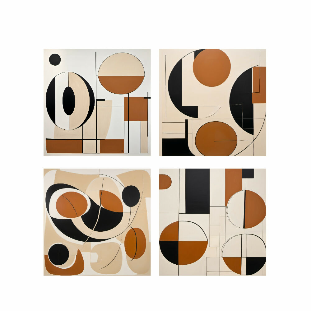 Lienzos Cuadros Decorativos Geometría Ecos de la Tierra Set X 4 de 43x43cm