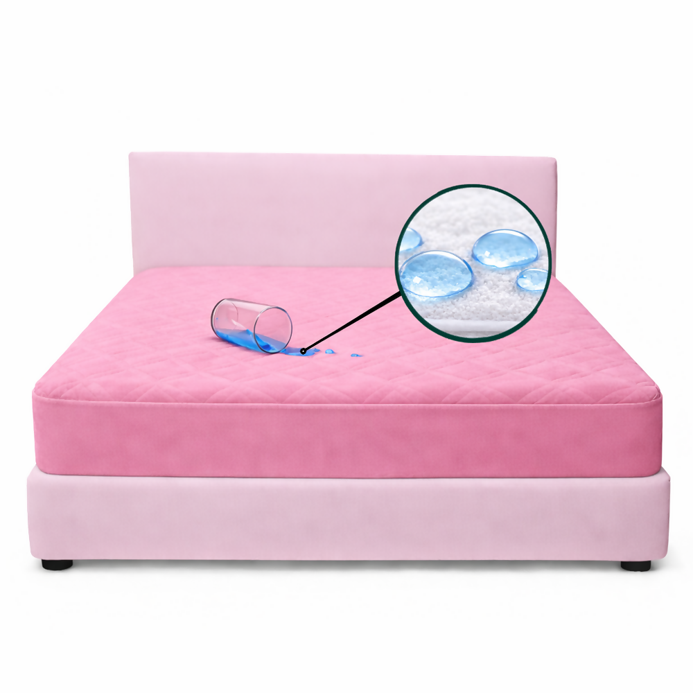 Protector colchon sencillo antifluido rosado 100x190cm