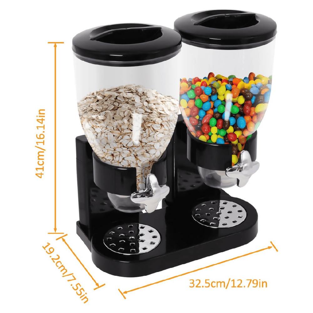 Dispensador De Cereal Doble Contenedor PRLA-894 Organizador Hermético Con Dosificación Práctica Para Cocina