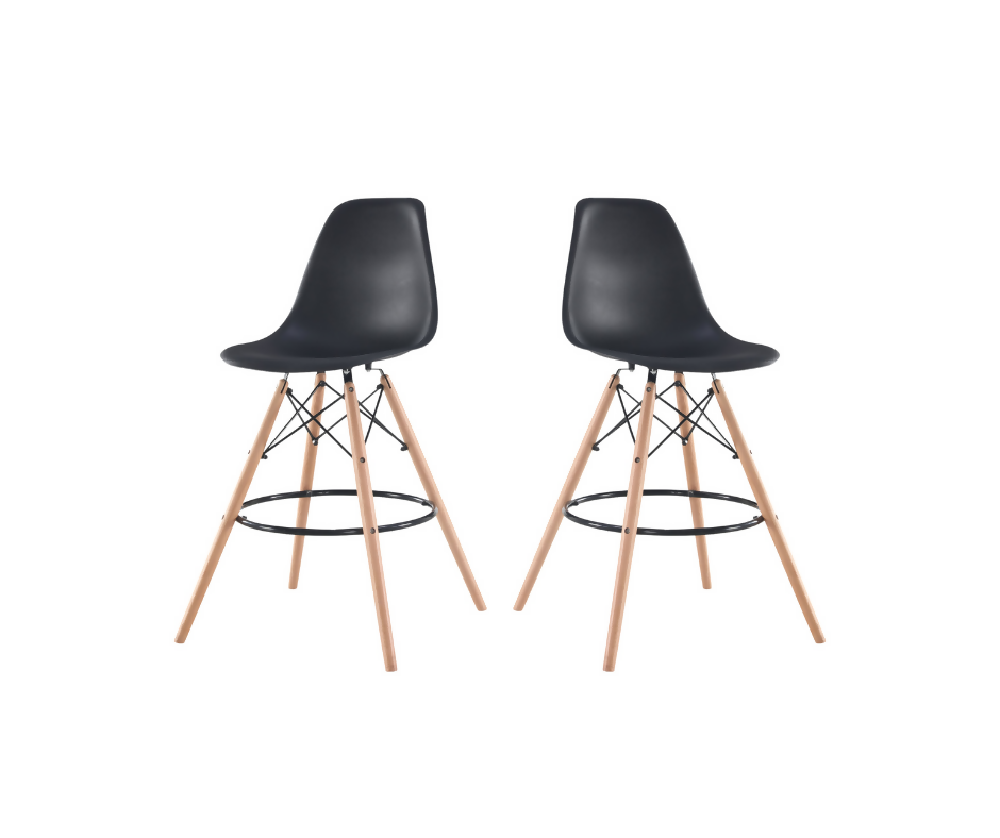 Silla Bar Eames Negra Base en Madera X2