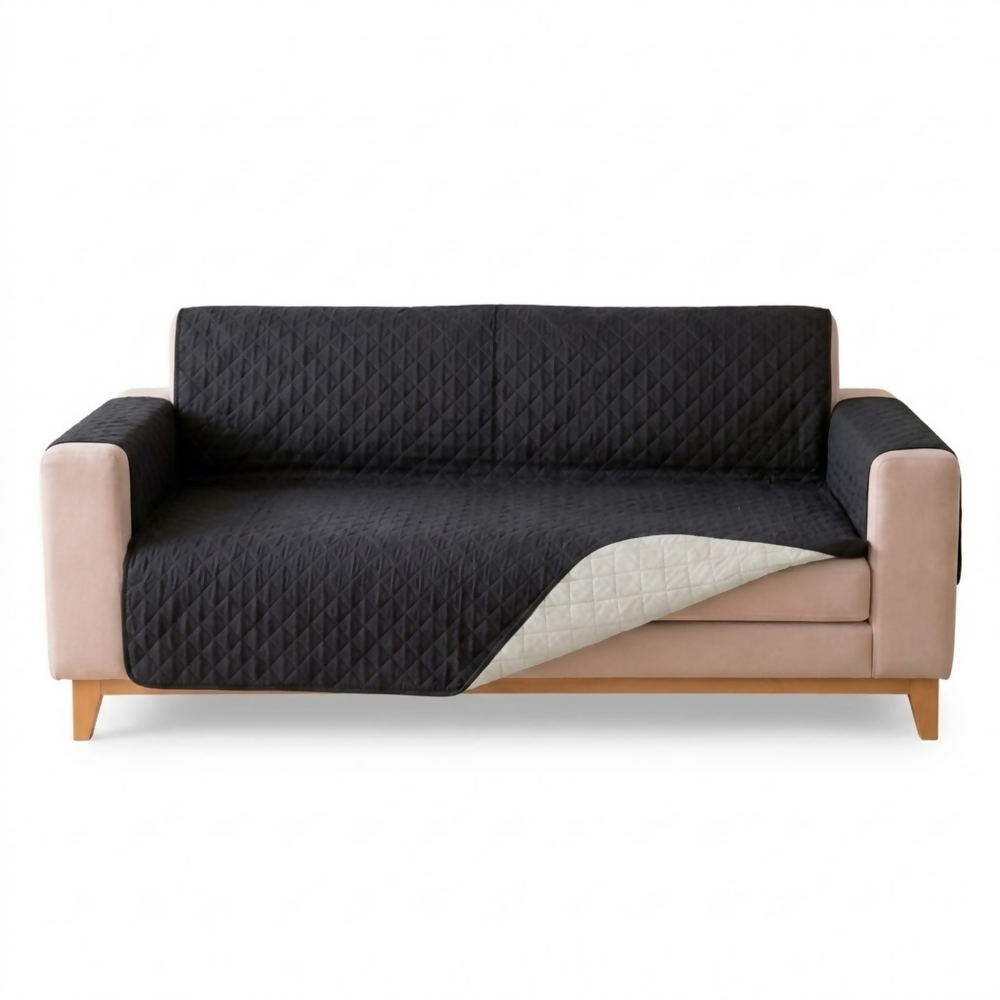 Protector sofa 2 puestos negro gris