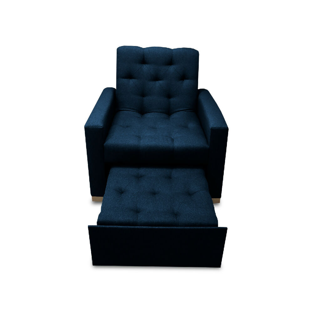 Sofá Cama Unipersonal Sabathy Tela Lino 95X90X94Cm Azul Petroleo